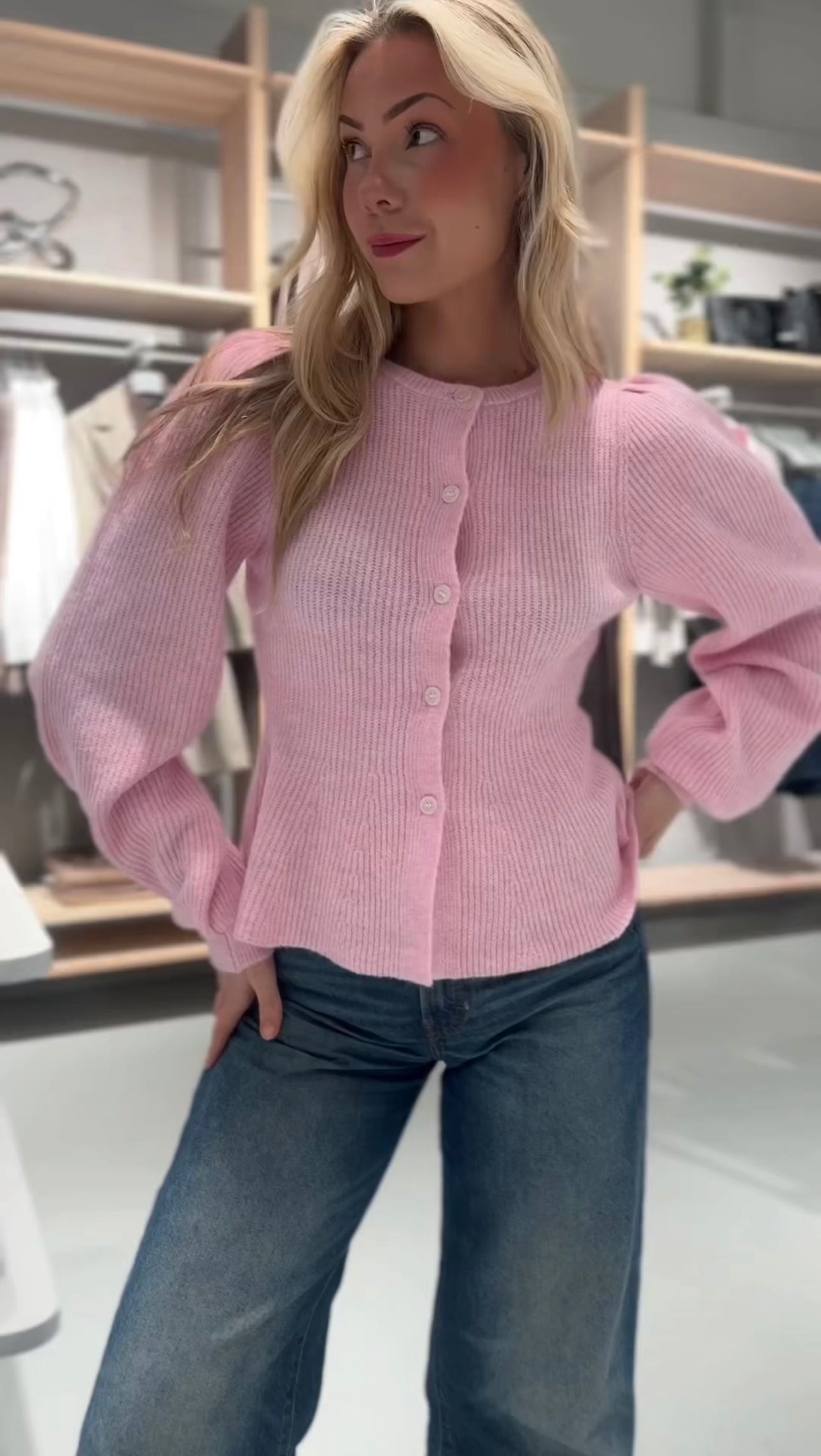 PCSILLY Knit Cardigan - Roseate Spoonbill